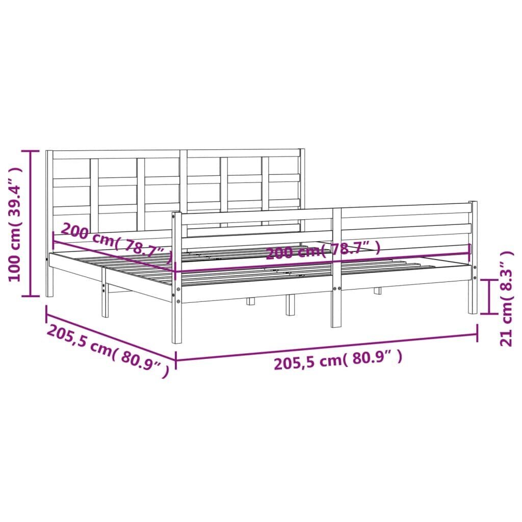 vidaXL Sängynrunko päädyllä hunajanruskea 200x200 cm täysi puu hinta ja tiedot | Sängyt | hobbyhall.fi