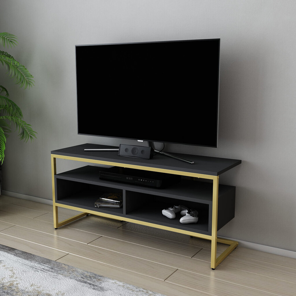 TV-taso, Asir, 110x35x49,9 cm, kulta/harmaa hinta ja tiedot | TV-tasot | hobbyhall.fi