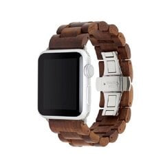 Apple Watch Vaihtohihna Woodcessories EcoStrap 42-44mm, walnut/silver eco145 hinta ja tiedot | Älykellojen ja aktiivisuusrannekkeiden lisätarvikkeet | hobbyhall.fi