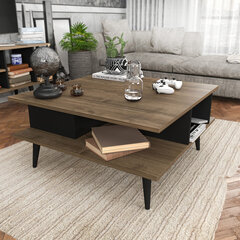 Sohvapöytä, Asir, 89x89x44 cm, ruskea/musta hinta ja tiedot | Sohvapöydät | hobbyhall.fi