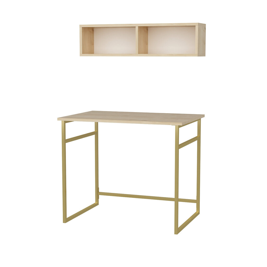 Pöytä, Asir, 90x60x75 cm, kulta/beige hinta ja tiedot | Tietokonepöydät ja työpöydät | hobbyhall.fi