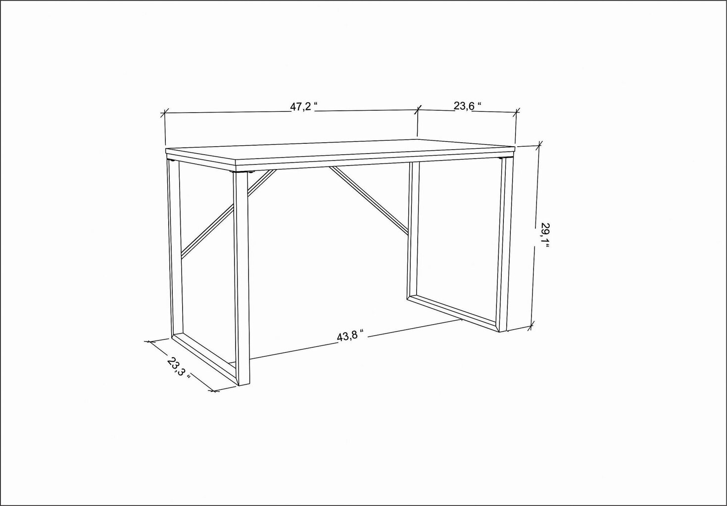 Pöytä, Asir, 120x60x74 cm, musta/harmaa hinta ja tiedot | Tietokonepöydät ja työpöydät | hobbyhall.fi