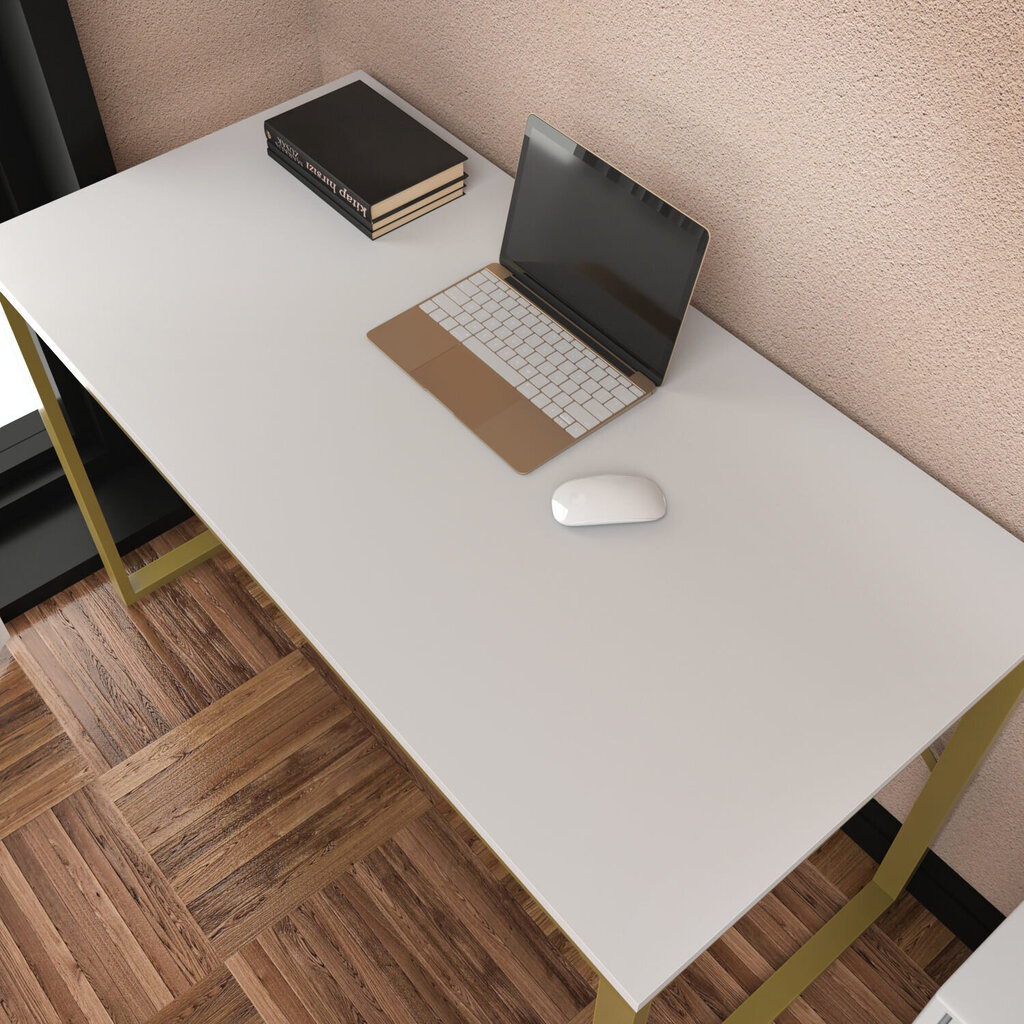 Pöytä, Asir, 120x60x74 cm, kulta/valkoinen hinta ja tiedot | Tietokonepöydät ja työpöydät | hobbyhall.fi
