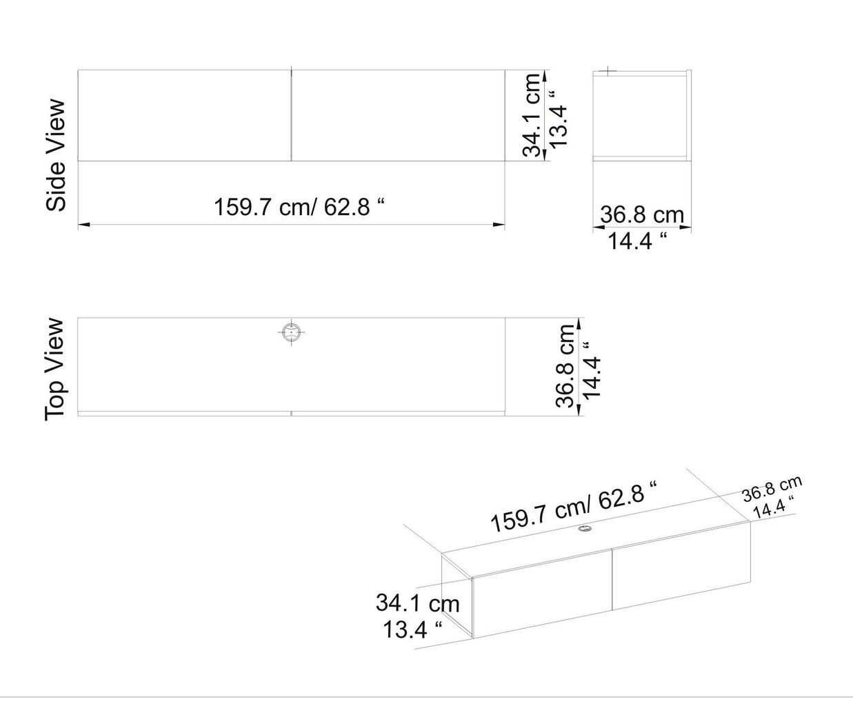 TV-taso, Asir, 159,7x36,8x34,1 cm, valkoinen hinta ja tiedot | TV-tasot | hobbyhall.fi