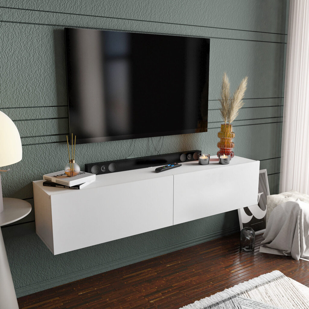 TV-taso, Asir, 159,7x36,8x34,1 cm, valkoinen hinta ja tiedot | TV-tasot | hobbyhall.fi