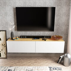 TV-taso, Asir, 159,7x36,8x34,1 cm, valkoinen/ruskea hinta ja tiedot | TV-tasot | hobbyhall.fi