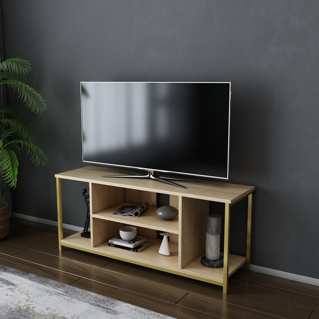 TV-taso, Asir, 120x35x50,8 cm, ruskea/kulta hinta ja tiedot | TV-tasot | hobbyhall.fi