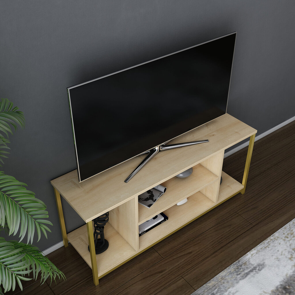 TV-taso, Asir, 120x35x50,8 cm, ruskea/kulta hinta ja tiedot | TV-tasot | hobbyhall.fi