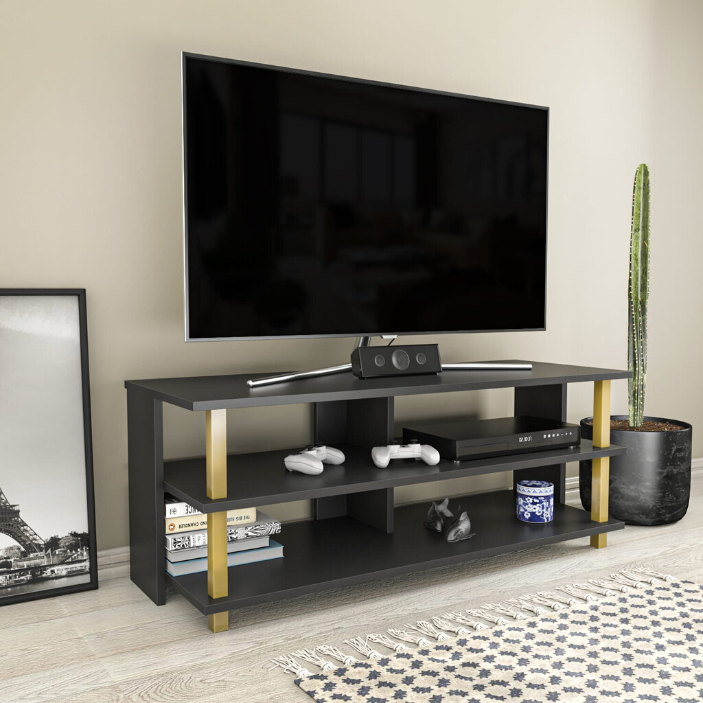 TV-taso, Asir, 120x44,6x47,4 cm, kulta/harmaa hinta ja tiedot | TV-tasot | hobbyhall.fi