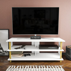 TV-taso, Asir, 120x44,6x47,4 cm, kulta/valkoinen hinta ja tiedot | TV-tasot | hobbyhall.fi