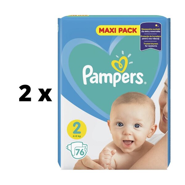 Vaipat PAMPERS New Baby, Value Pack Plus, koko 2, 4-8 kg, 72 kpl. x 2 kpl. paketti