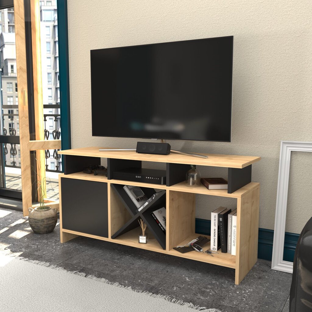 TV-taso, Asir, 120x29,9x60,6 cm, beige/harmaa hinta ja tiedot | TV-tasot | hobbyhall.fi