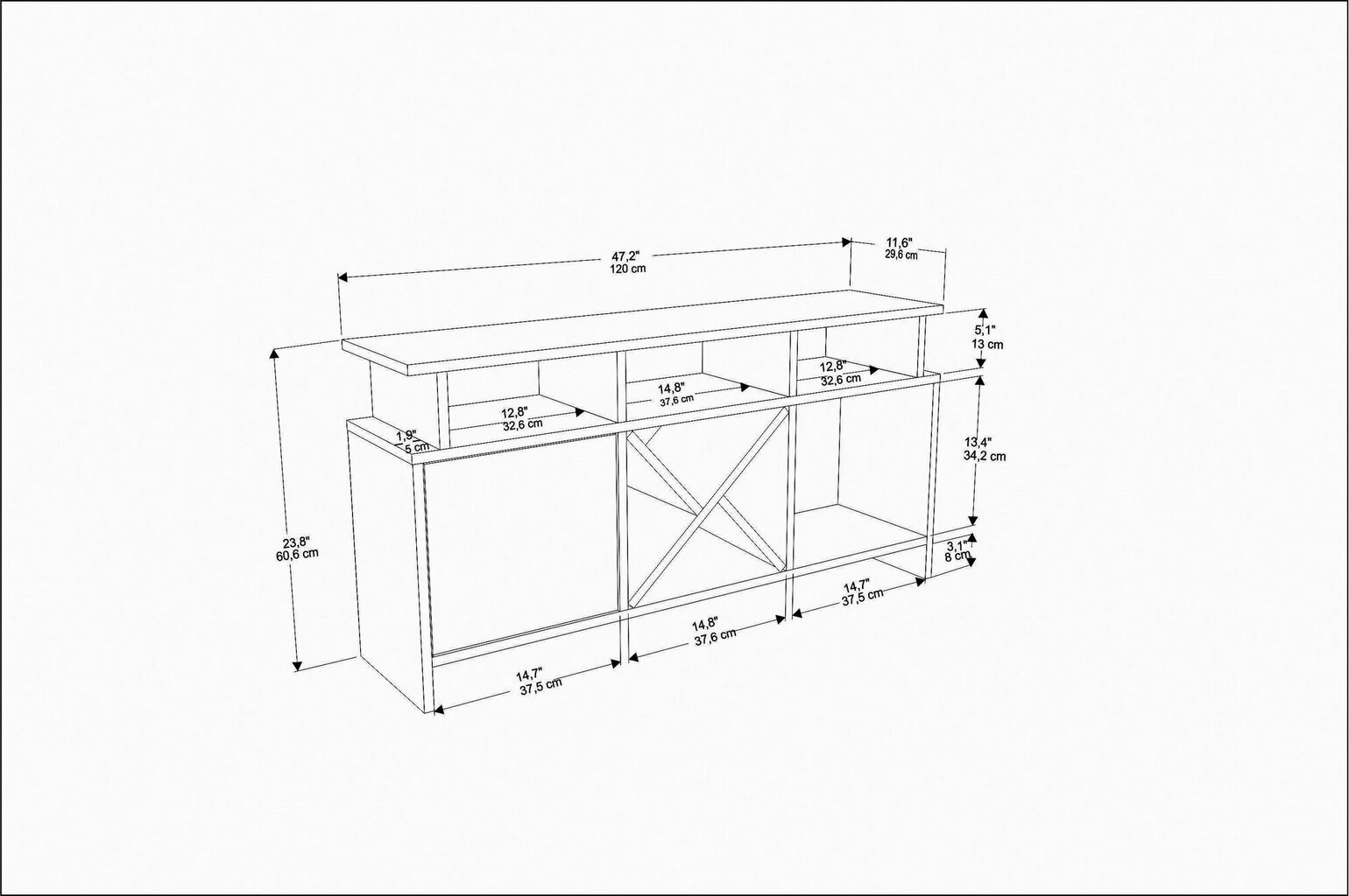 TV-taso, Asir, 120x29,9x60,6 cm, beige/harmaa hinta ja tiedot | TV-tasot | hobbyhall.fi