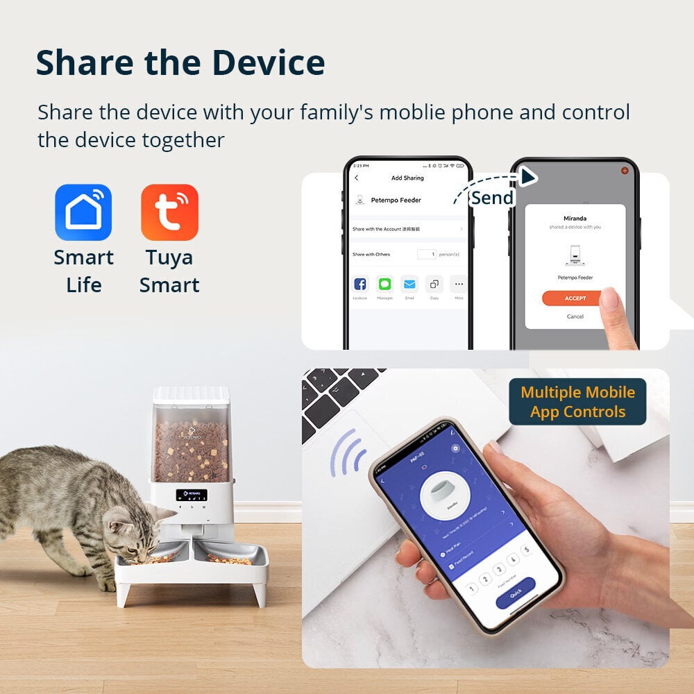 Automaattinen kissan/koiran syöttölaite + APP-ohjaus hinta ja tiedot | Ruokakupit ja ruokintatarvikkeet | hobbyhall.fi