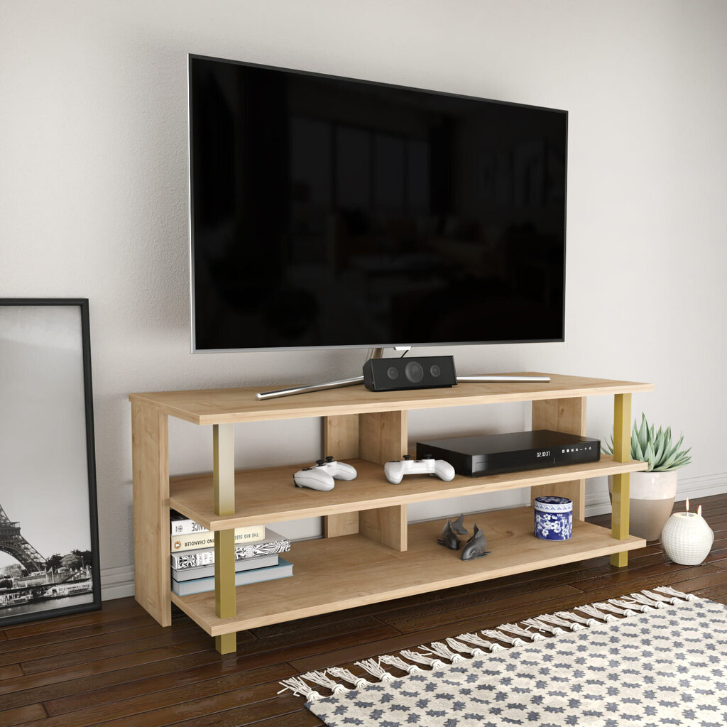 TV-taso, Asir, 120x44,6x47,4 cm, kulta/beige hinta ja tiedot | TV-tasot | hobbyhall.fi