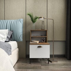 Yöpöytä, Asir, 45x83x22,5 cm, ruskea/valkoinen hinta ja tiedot | Yöpöydät | hobbyhall.fi