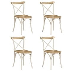 vidaXL Ristiselkäiset tuolit 4 kpl valkoinen mangopuu hinta ja tiedot | Ruokapöydän tuolit | hobbyhall.fi