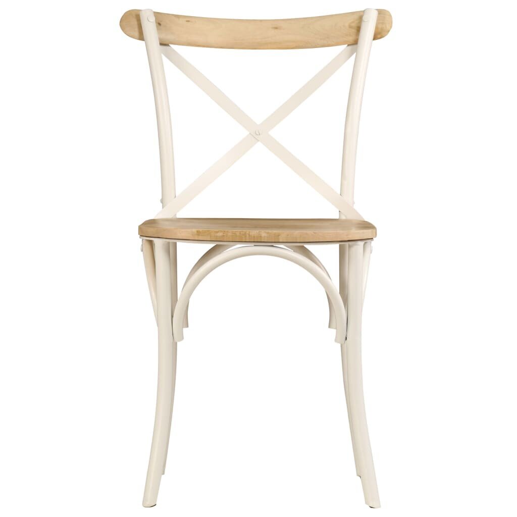 vidaXL Ristiselkäiset tuolit 6 kpl valkoinen mangopuu hinta ja tiedot | Ruokapöydän tuolit | hobbyhall.fi