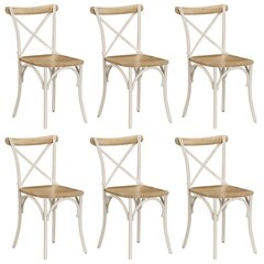 vidaXL Ristiselkäiset tuolit 6 kpl valkoinen mangopuu hinta ja tiedot | Ruokapöydän tuolit | hobbyhall.fi