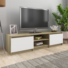 vidaXL TV-taso valkoinen ja Sonoma-tammi 140x40x35,5 cm lastulevy hinta ja tiedot | TV-tasot | hobbyhall.fi