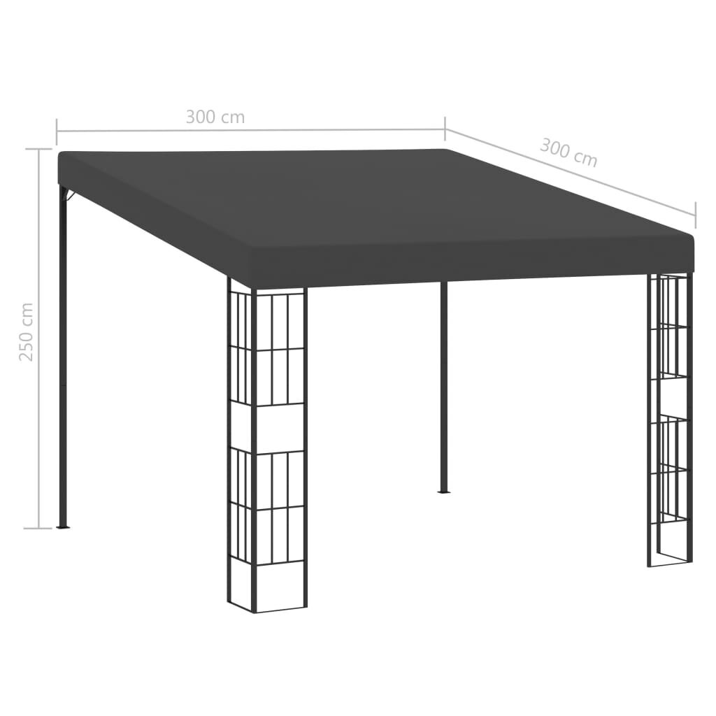 vidaXL Seinään kiinnitettävä huvimaja 3x3 m antrasiitti kangas hinta ja tiedot | Puutarhapaviljongit | hobbyhall.fi