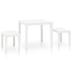 vidaXL Puutarhapöytä 2 penkillä muovi valkoinen hinta ja tiedot | Puutarhakalusteet | hobbyhall.fi
