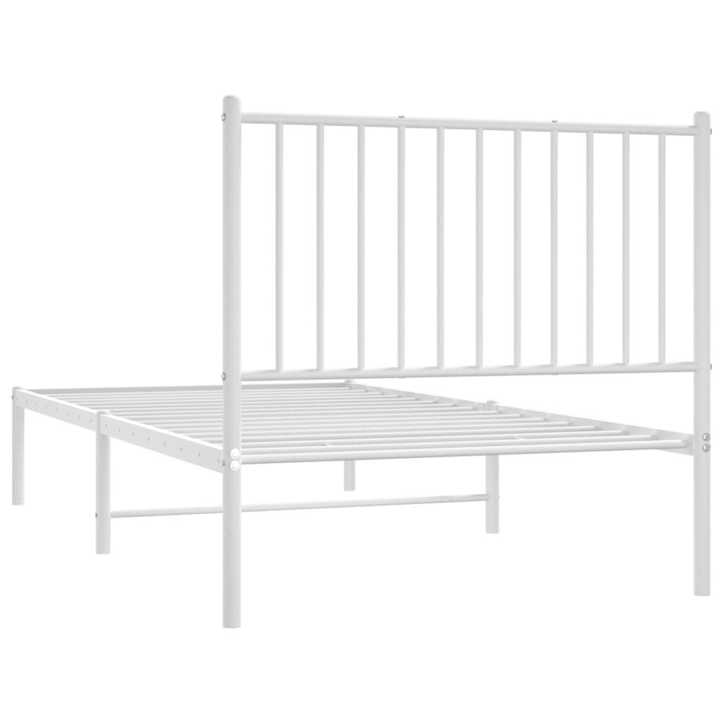 vidaXL Metallinen sängynrunko päädyllä valkoinen 90x190 cm hinta ja tiedot | Sängyt | hobbyhall.fi