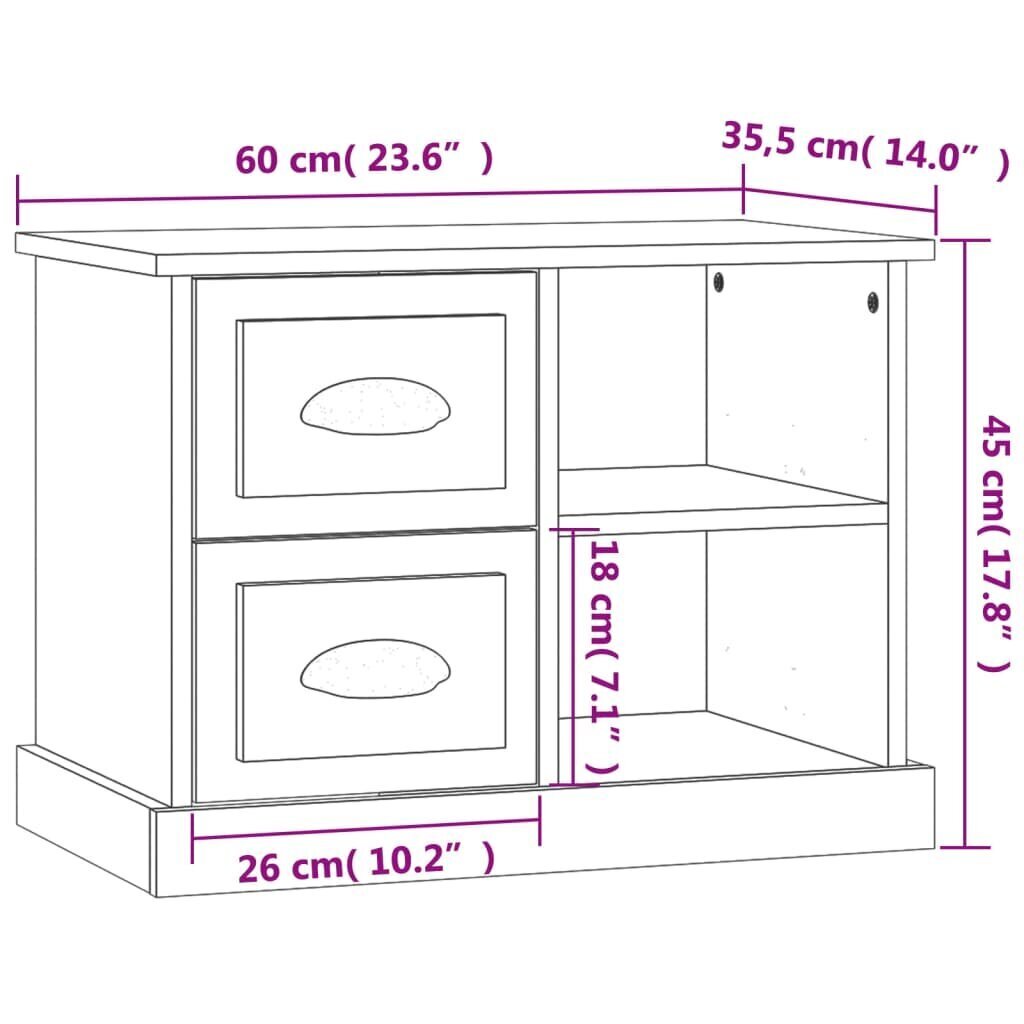 vidaXL Yöpöytä savutammi 60x35,5x45 cm hinta ja tiedot | Yöpöydät | hobbyhall.fi