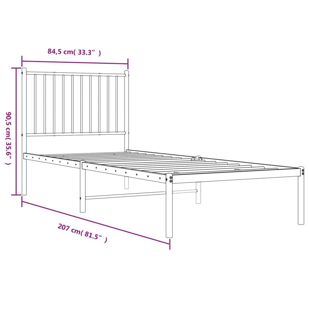 vidaXL Metallinen sängynrunko päädyllä musta 80x200 cm hinta ja tiedot | Sängyt | hobbyhall.fi