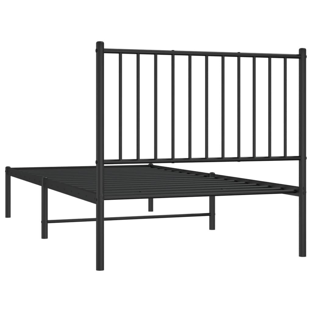 vidaXL Metallinen sängynrunko päädyllä musta 90x190 cm hinta ja tiedot | Sängyt | hobbyhall.fi