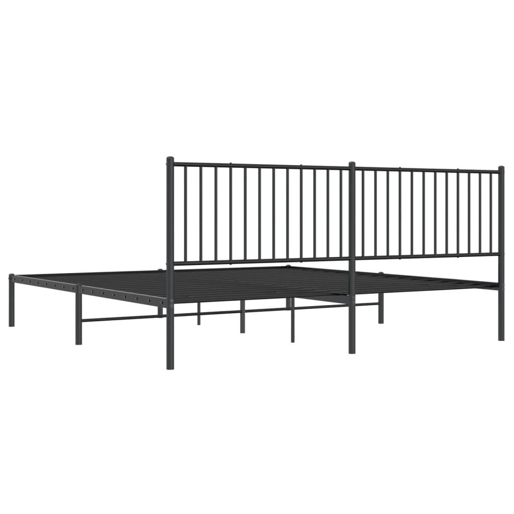 vidaXL Metallinen sängynrunko päädyllä musta 193x203 cm hinta ja tiedot | Sängyt | hobbyhall.fi