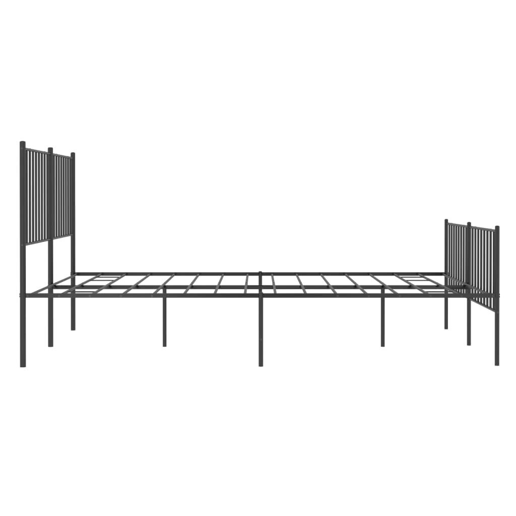 vidaXL Metallinen sängynrunko päädyillä musta 135x190 cm hinta ja tiedot | Sängyt | hobbyhall.fi