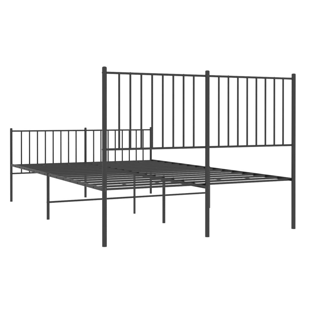 vidaXL Metallinen sängynrunko päädyillä musta 135x190 cm hinta ja tiedot | Sängyt | hobbyhall.fi