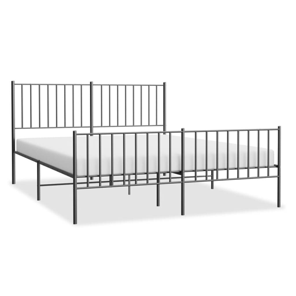 vidaXL Metallinen sängynrunko päädyillä musta 135x190 cm hinta ja tiedot | Sängyt | hobbyhall.fi