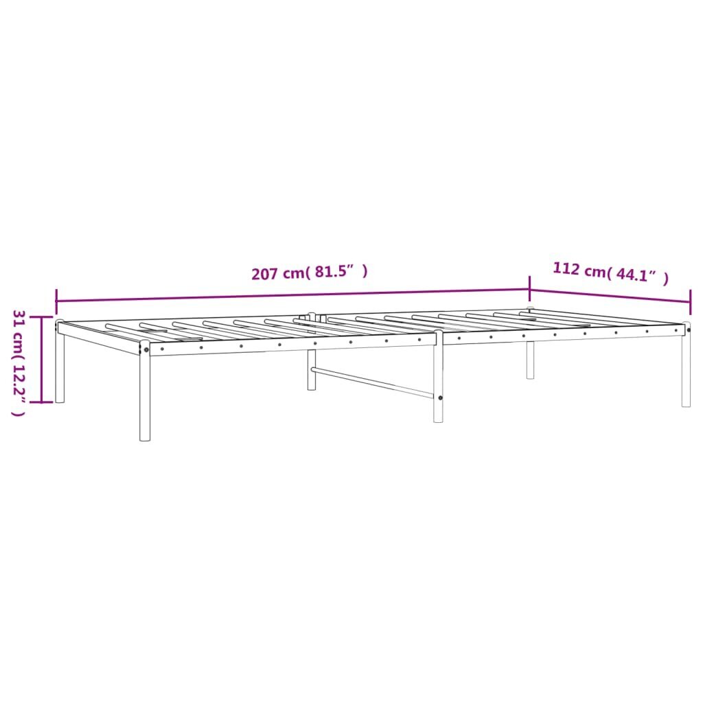 vidaXL Metallinen sängynrunko valkoinen 107x203 cm hinta ja tiedot | Sängyt | hobbyhall.fi