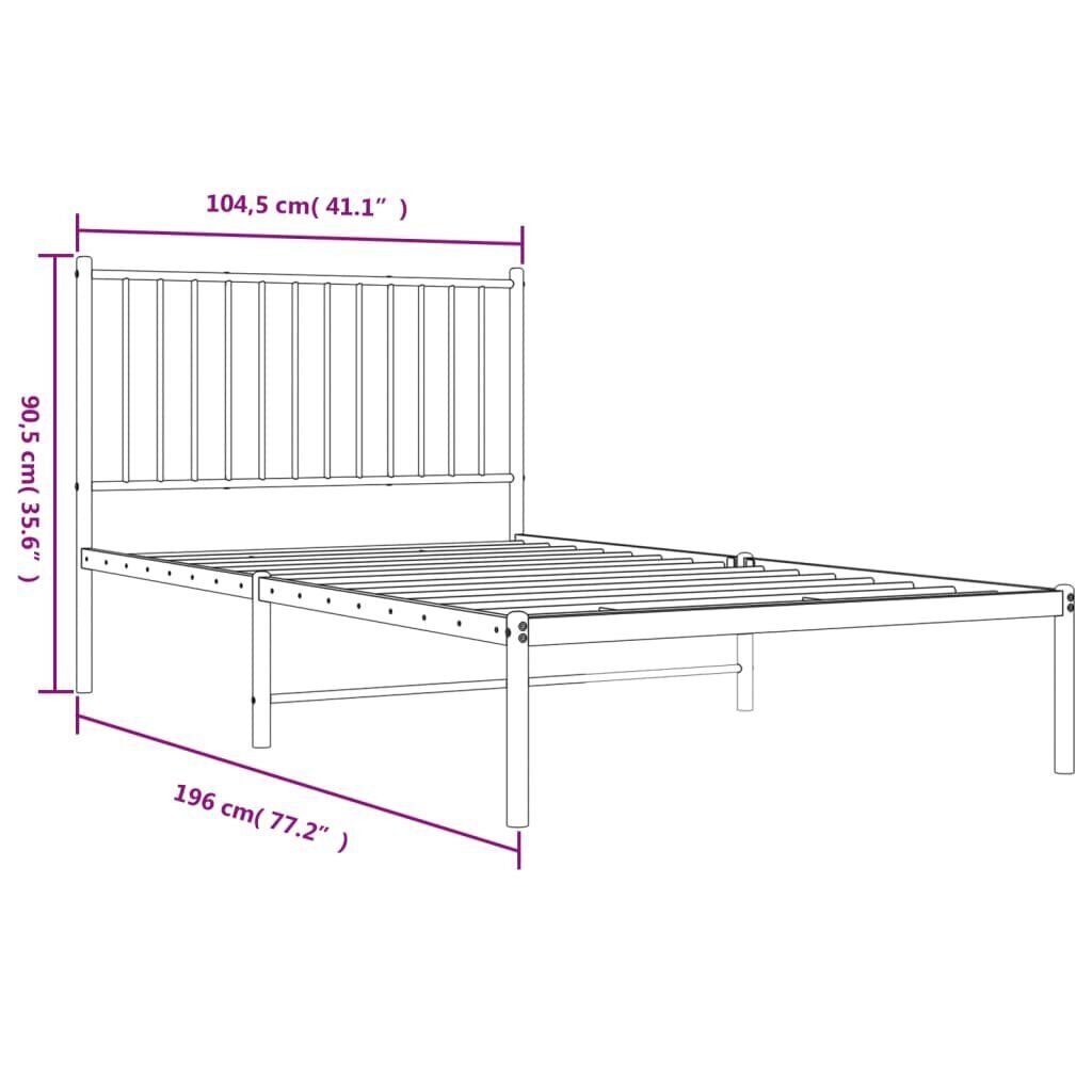 vidaXL Metallinen sängynrunko päädyllä musta 100x190 cm hinta ja tiedot | Sängyt | hobbyhall.fi