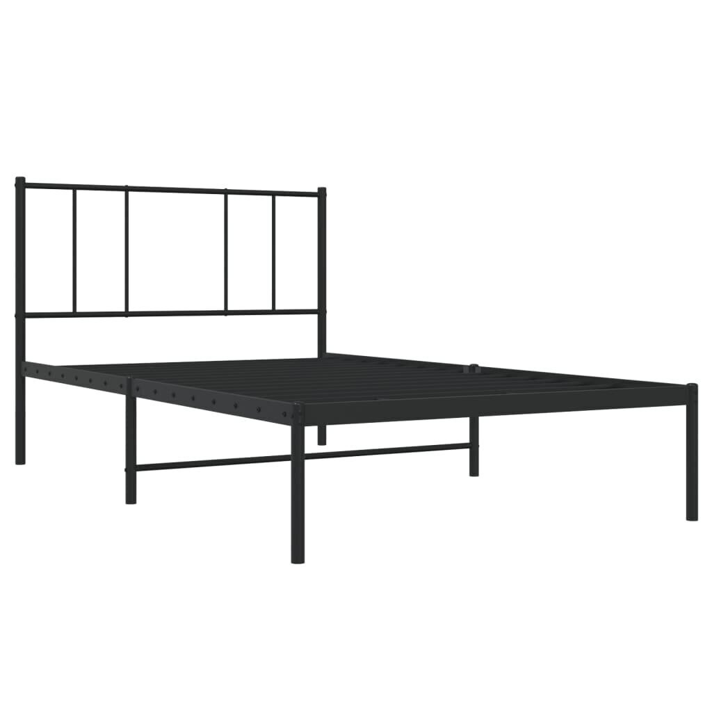 vidaXL Metallinen sängynrunko päädyllä musta 90x190 cm hinta ja tiedot | Sängyt | hobbyhall.fi