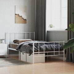 vidaXL Metallinen sängynrunko päädyillä valkoinen 90x190 cm hinta ja tiedot | Sängyt | hobbyhall.fi