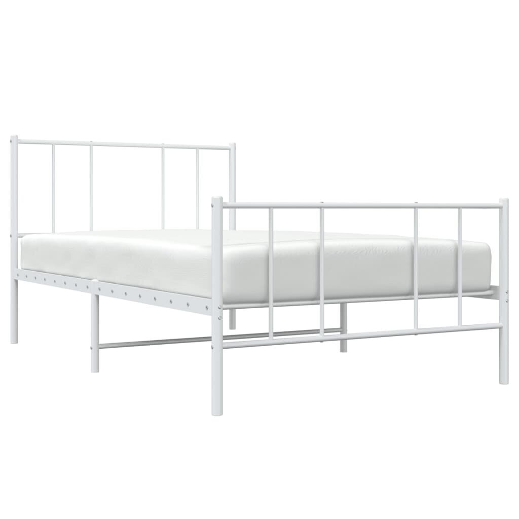 vidaXL Metallinen sängynrunko päädyillä valkoinen 90x190 cm hinta ja tiedot | Sängyt | hobbyhall.fi