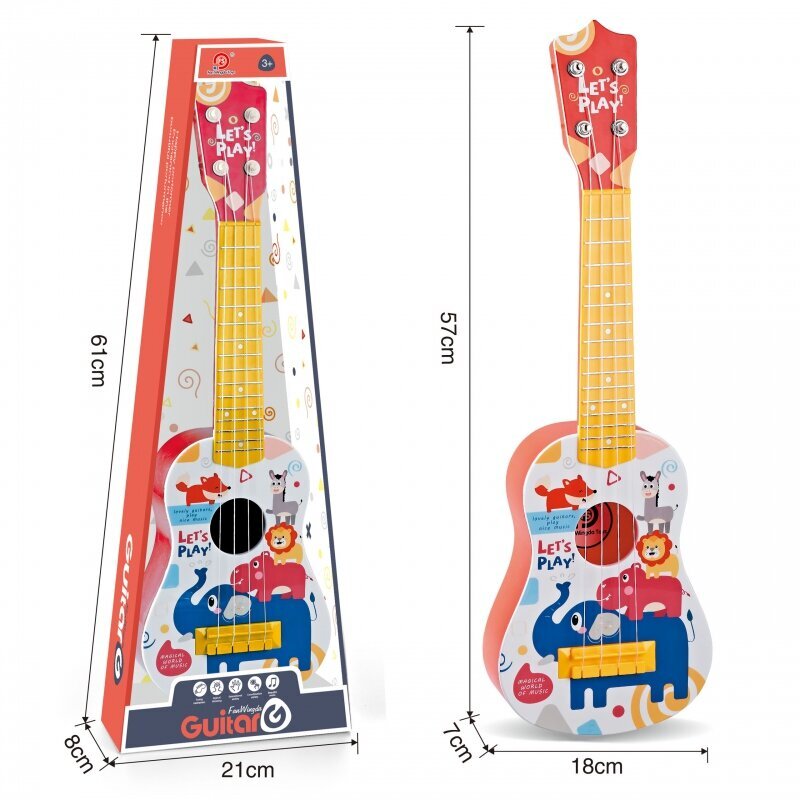 Woopie klassinen kitara lapsille, punainen 57cm hinta ja tiedot | Kehittävät lelut | hobbyhall.fi