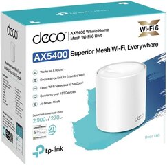 TP-Link Deco AX5400 Whole Home Mesh Wi-Fi 6 Dual Band Router & Repeater, WPA3, jopa 660m², 6XGigabit, Deco X60 x 3 hinta ja tiedot | Reitittimet ja modeemit | hobbyhall.fi