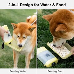 Kannettavat vesipullot koirille 4in1, keltainen hinta ja tiedot | Ruokakupit ja ruokintatarvikkeet | hobbyhall.fi