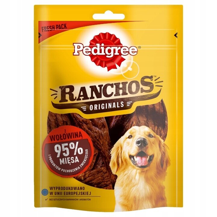 Pedigree Ranchos Originals ravinto aikuisille koirille naudanlihalla, 7x70 g hinta ja tiedot | Koiran herkut | hobbyhall.fi