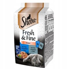 Sheba Fresh & Fine ravinto kissoille tonnikalaa ja turskaa, 6x50 g hinta ja tiedot | Kissanruoka | hobbyhall.fi