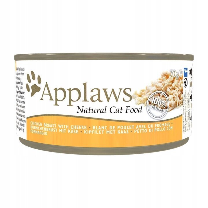 Applaws Cat Tin ravinto aikuisille kissoille, kanaa ja juustoa, 72x70 g hinta ja tiedot | Kissanruoka | hobbyhall.fi