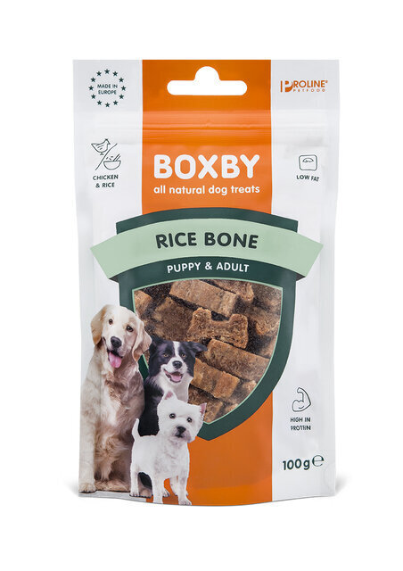 BOXBY DOG TREAT RICE BONE KANA 100G hinta ja tiedot | Koiran herkut | hobbyhall.fi