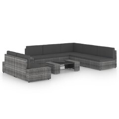 vidaXL 8-osainen Puutarhasohvasarja tyynyillä harmaa polyrottinki hinta ja tiedot | Puutarhakalusteet | hobbyhall.fi