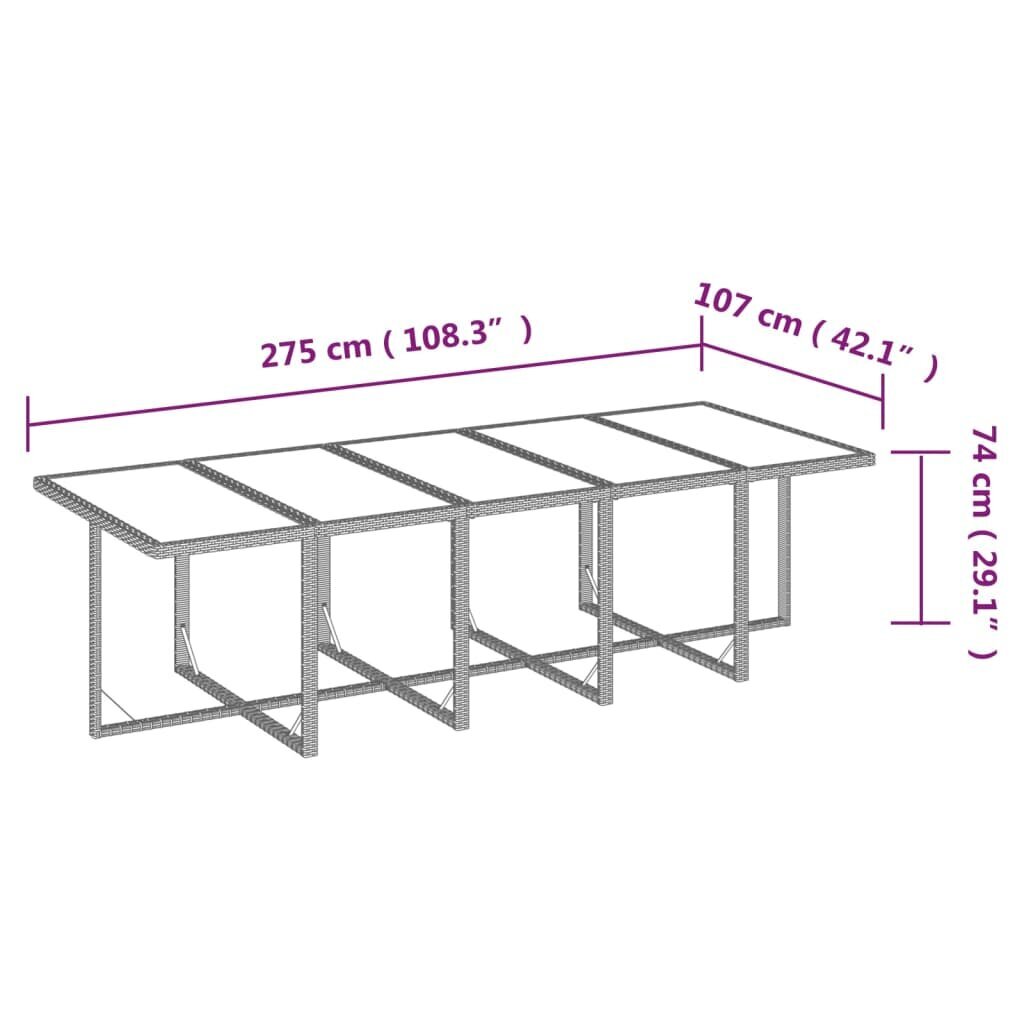 vidaXL 11-osainen Ulkoruokailuryhmä tyynyillä musta polyrottinki hinta ja tiedot | Puutarhakalusteet | hobbyhall.fi