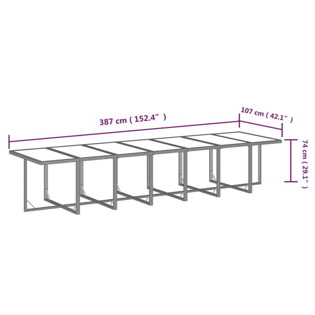 vidaXL 19-osainen Ulkoruokailuryhmä tyynyillä polyrottinki musta hinta ja tiedot | Puutarhakalusteet | hobbyhall.fi