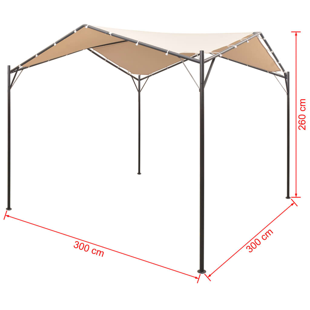 vidaXL Huvimaja/paviljonki 3x3 teräs Beige hinta ja tiedot | Puutarhapaviljongit | hobbyhall.fi